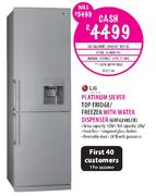 LG Platinum Silver Top Fridge/Freezer With Water Dispenser-GRF429BLCK