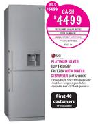 LG Platinum Silver Top Fridge/Freezer With Water Dispenser-GRF429BLCK