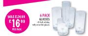 6 Pack Hi-Ball Glasses Per Pack
