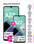2 x Samsung Galaxy A22 Smartphone-On 1GB Red Top Up Core More Data & Promo 65x24
