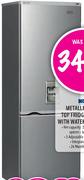 KIC Metallic Silver Top Fridge/Freezer With Water Dispenser-345Ltr