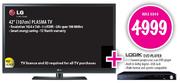 LG HD Ready Plasma TV-42"(107cm)+Logik DVD Player