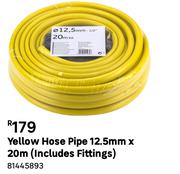 Yellow Hose Pipe 12.5mm x 20m (Includes Fittings) 81445893