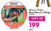 Garden Master 20m x 12mm Hose Pipe Plus Fittings-Each