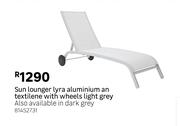 Lyra Alumnium & An Textilene Sun Lounger With Wheels Light Grey