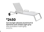Odyssea Alumnium & Textilene Sun Lounger With Wheels Light Grey