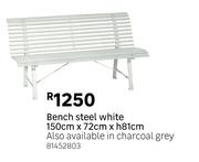 Bench Steel White-150cm x 72cm x h81cm