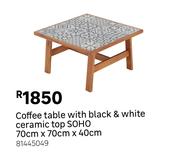 SOHO Coffee Table With Black & White Ceramic Top-70cm x 70cm x 40cm
