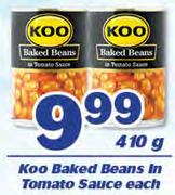 Koo Baked Beans In Tomato Sauce-410g Each