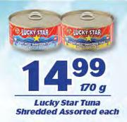 Lucky Star Tuna Shredded Assorted-170g Each