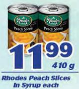 Rhodes Peach Slices In Syrup-410g Each