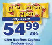 Glen Rooibos Tagless Teabags 80's Pack-For 3 