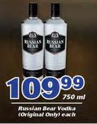Russian Bear Vodka(Original Only)-750ml Each