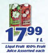 Liqui Fruit 100% Fruit Juice Assorted-1Ltr Each