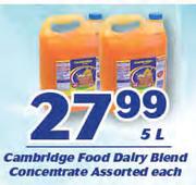 Cambridge Food Dairy Blend Concentrate Assorted-5Ltr Each