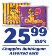 Chappies Bubble Gum Assorted-100's Each
