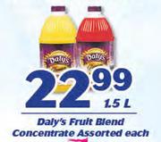Daly's Fruit Blend Concentrate Assorted-1.5Ltr Each