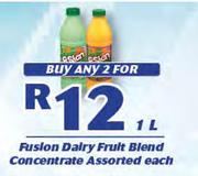 Fusion Dairy Fruit Blend Concentrate Assorted-2 x 1Ltr