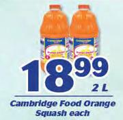 Cambridge Food Orange Squash-2Ltr Each