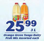 Orange Grove Tango Dairy Fruit Mix Assorted-3Ltr Each