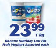 Danone Nutriday Low Fat Fruit Yoghurt Assorted-1Kg Each