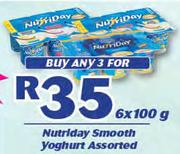 Nutriday Smooth Yoghurt Assorted-3 x 6 x 100g
