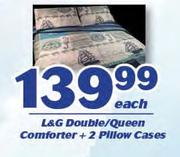 L&G Double/Queen Comforter + 2 Pillow Cases-Each
