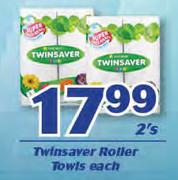Twinsaver Roller Towels-2's Each