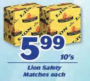Lion Safety Matches-10's Each