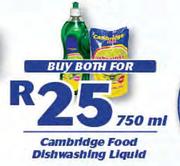 Cambridge Food Dishwashing Liquid-750ml Both For