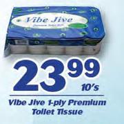 Vibe Jive 1 Ply Premium Toilet Tissue-10's