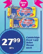 Cambridge Food 1 Ply Toilet Tissue-10's Each