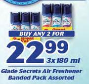 Glade Secrets Air Freshener Banded Pack Assorted-2 x 3 x 180ml