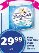 Baby Soft Mini 2 Ply Toilet Tissue-9's