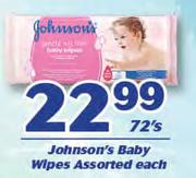 Johnson's Baby Wipes Assorted-72's Each