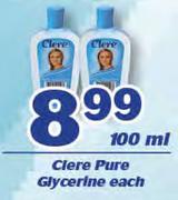 Clere Pure Glycerine-100ml Each