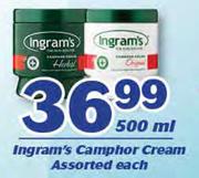 Ingram's Camphor Cream Assorted-500ml Each