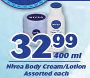 Nivea Body Cream/Lotion Assorted-400ml Each
