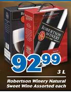 Robertson Winery Natural Sweet Wine Assorted-3Ltr Each