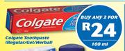 Colgate Toothpaste Regular/Gel/Herbal-2 x 100ml