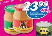 Black Cat Smooth/Crunchy Peanut Butter-400g Each