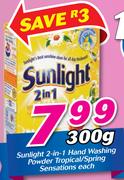 Sunlight 2 In 1 Hand Washing Powder Tropical/Spring Sensation-300g Each