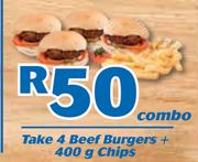 Take 4 Beef Burgers+Chips 400g