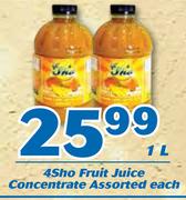 4Sho Fruit Juice Concentrate 1L-Each