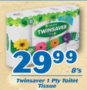 Twinsaver 1 Ply Toilet Tissue-8's