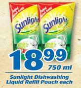 Sunlight Dishwashing Liquid Refill Pouch 750ml-Each