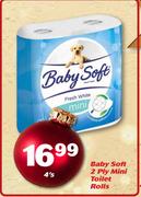 Baby Soft 2 Ply Mini Toilet Rolls-4's