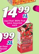 Liquid Fruit 100% Fruit Juice Assorted-1L