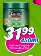 Cuticura Camphor Creme-450ml Each