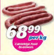 Cambridge Food Boerewors-Per Kg